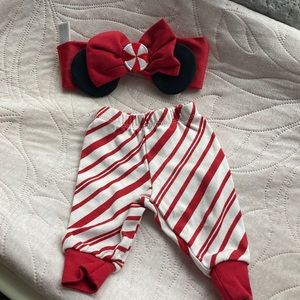 Disney Minnie Mouse headband bow and pants set size NB